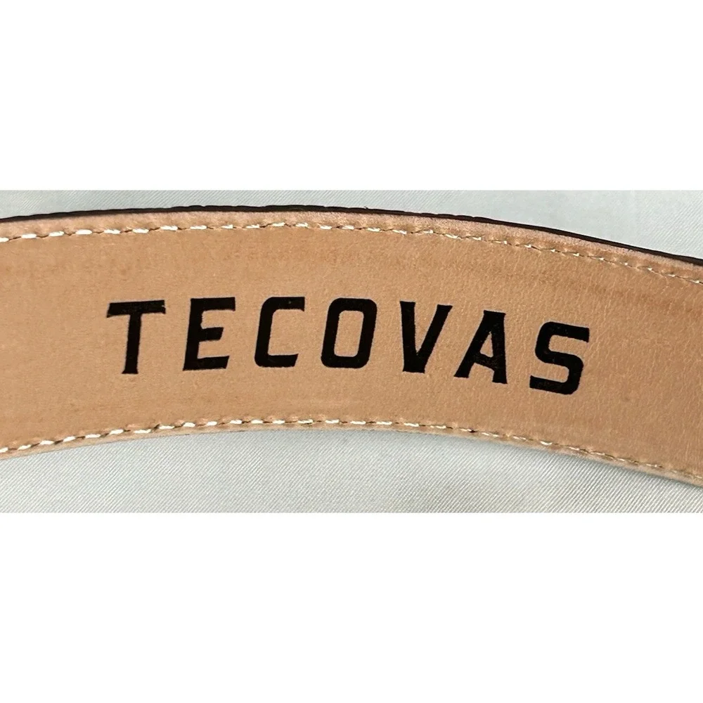 Tecovas Brown Genuine Lizard Leather Belt Mens Size 40 Silver Tone Buckle Mexico